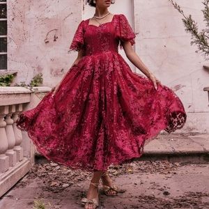 XXS JessaKae Burgundy Red Victorian Dress!